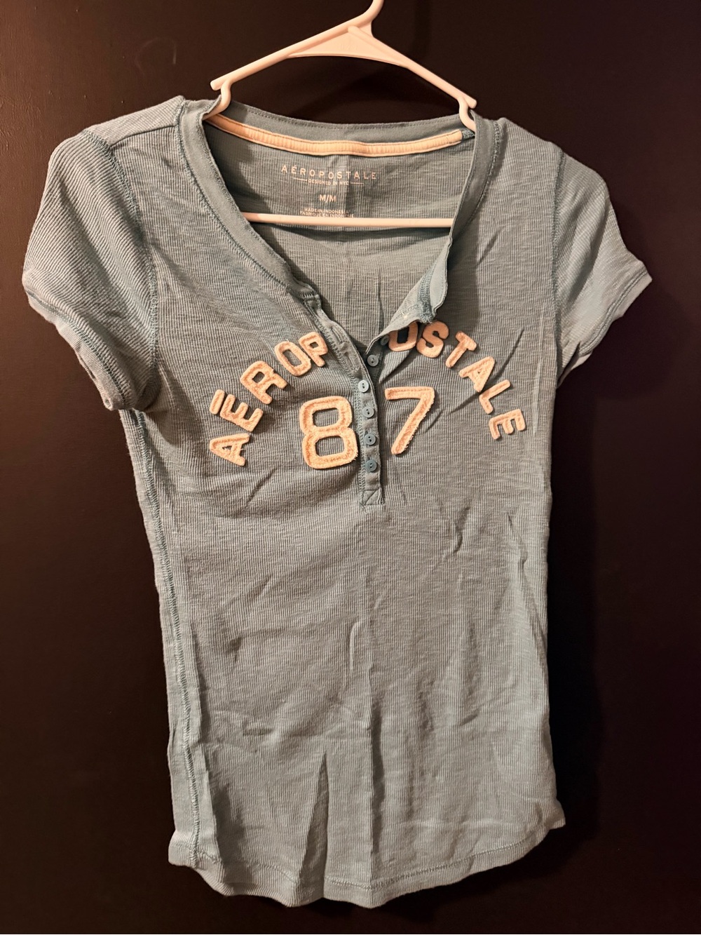Aéropostale Light Blue/Teal '87 Henley Tee
